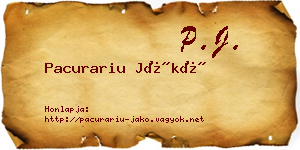 Pacurariu Jákó névjegykártya